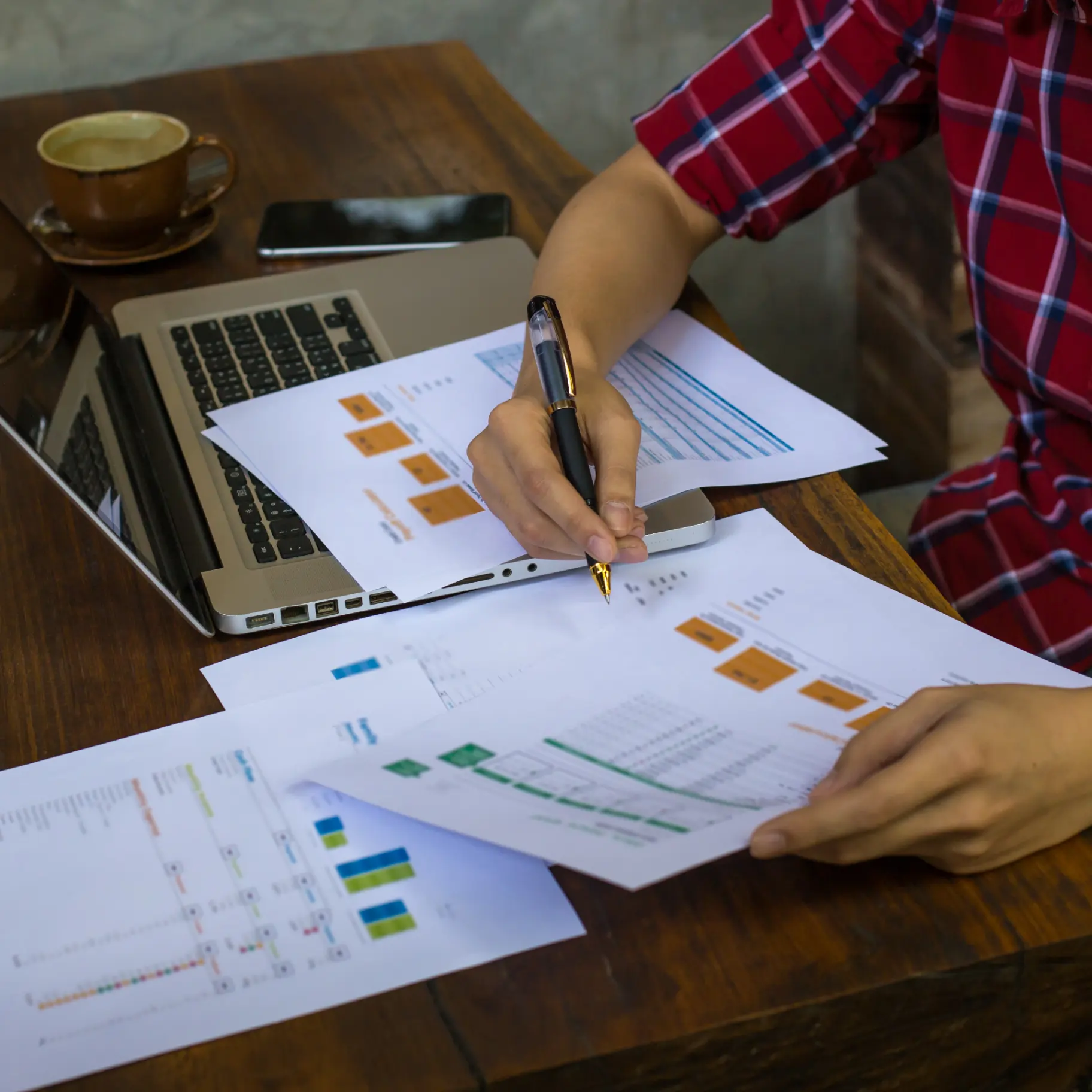 tax accountant reviewing financial documents